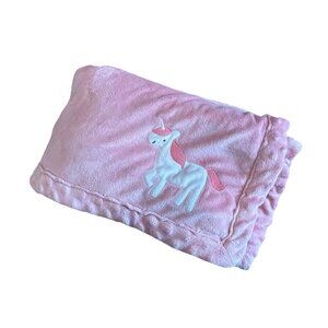 Carters Child of Mine Soft Plush Baby Girl Blanket 30" x 40" Pink Unicorn Minky